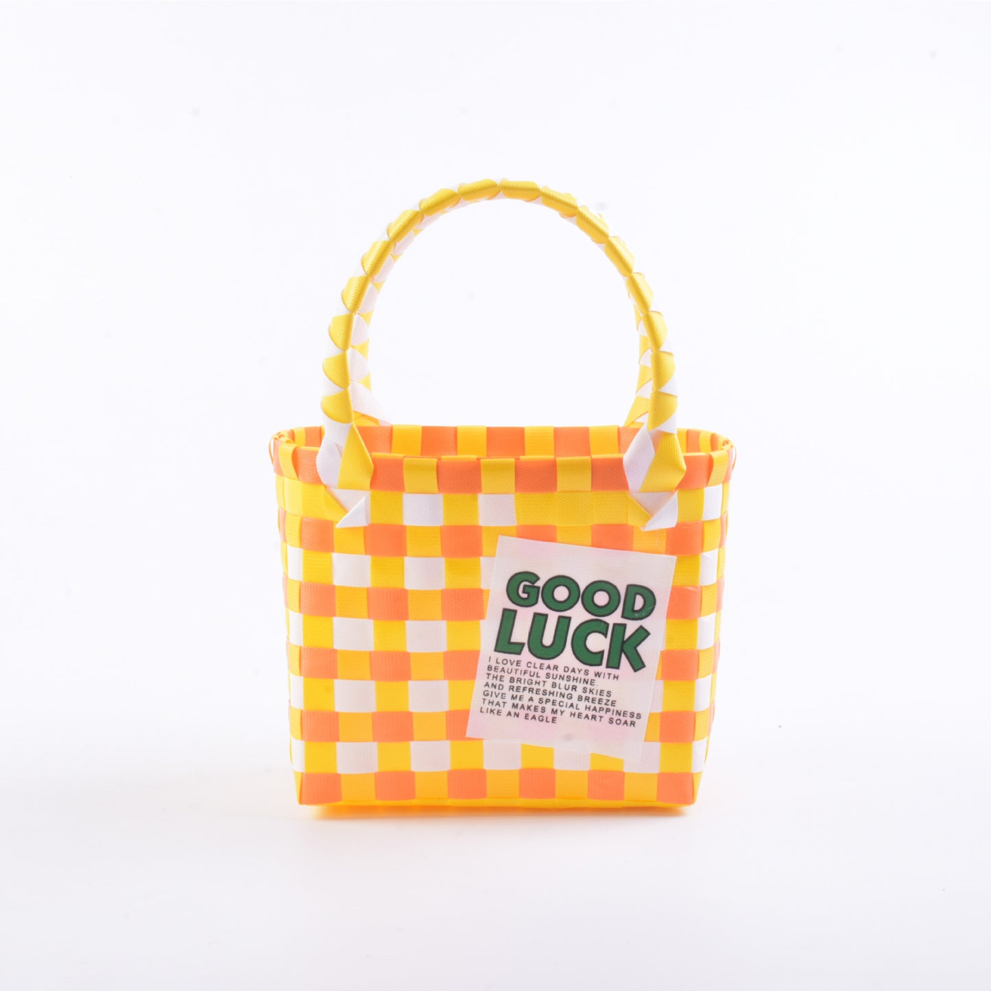 Handwoven Checkerboard Tote Bag for Women, Fashionable Beach & Daily Use, Soft PVC Material with Open Top and Inner Pockets