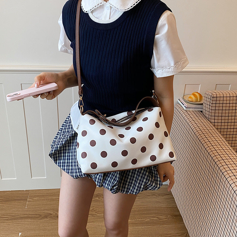High-Grade Polka Dot Shoulder Bag New Fashion Simple Urban Style Commuter Messenger Bag Everyday Joker