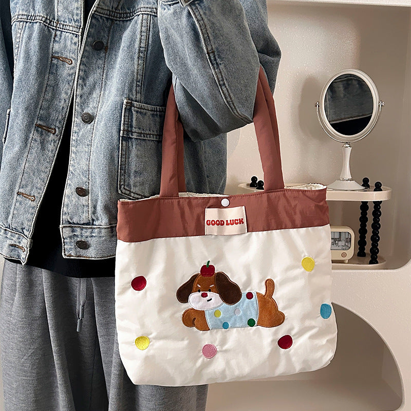 Fashion Shoulder Bag Female Commuter Travel Large Capacity Totes Student Embroidery Tote Bag