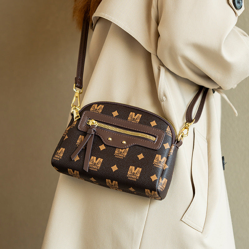 2025 New Fashion Checkerboard Shell Crossbody Bag for Women, Stylish Small Shoulder Bag with Zipper and Inner Compartment