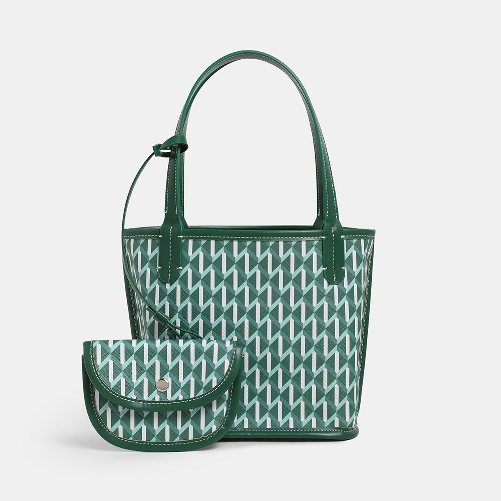 New Tote Bag Women's Large Capacity Commuting Fashion Portable Bucket Bag Black and White Lattice Pattern Dog Teeth Bag