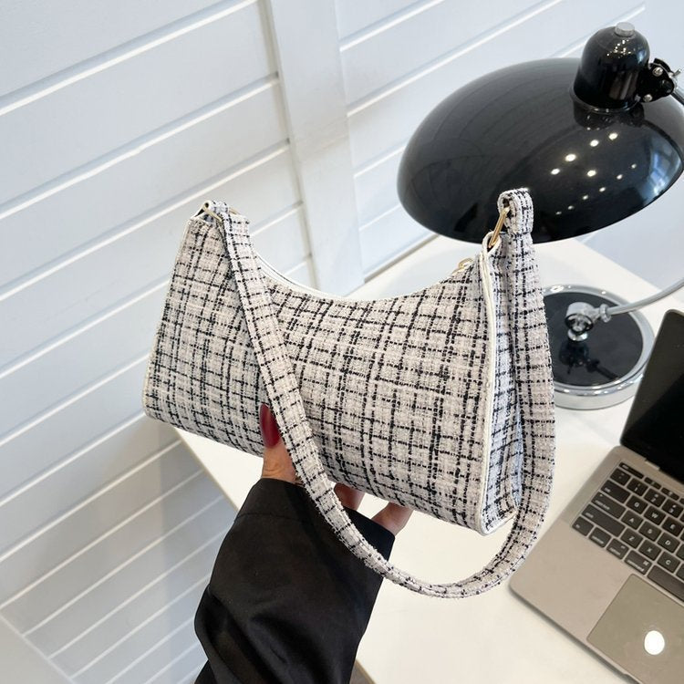 Simple Plaid Design Underarm Bag Women's Cross-Border Trendy One-Shoulder Bag Fashion Good-looking Commuter's All-Matching Women's Bag