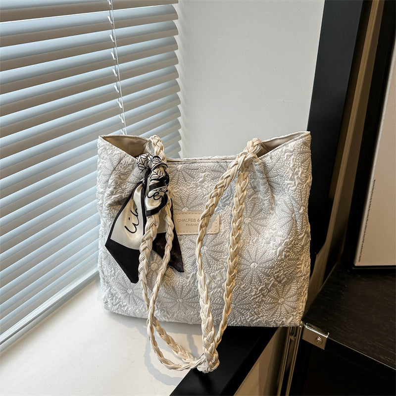 Women's Large Capacity Bag Spring and Summer New All-Match Commute Shoulder Bag College Student Class Tote Bag