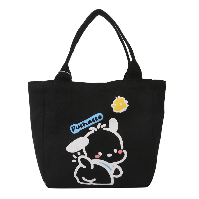 Cute Kawaii Canvas Tote Bag with Pochacco Print, Perfect for Daily Commute and Casual Outings