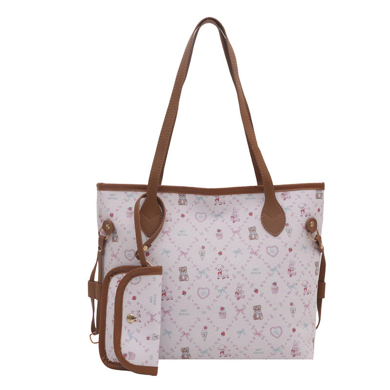 New Printing Large Capacity Shoulder Tote Bag Female Fashion Personality Trend Design Everyday Joker Commuter Bag