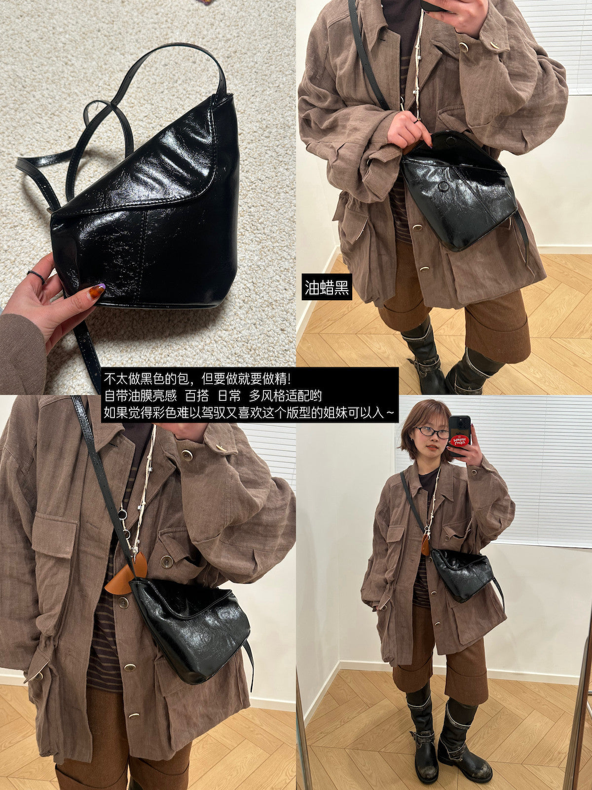 2026 Spring New Design Oil-Wax Leather Shoulder Bag with Magnetic Closure, Korean Style Beige Shell Shape Crossbody Bag for Daily Use