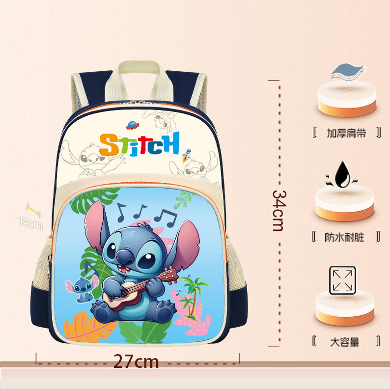 Cute Cartoon Stitch Kids Backpack for Kindergarten and School, Breathable and Waterproof Design with Thick Shoulder Straps