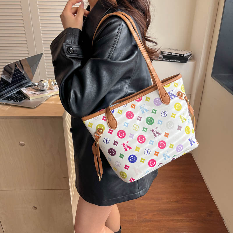 Printed Tote Women's New Trendy Fashion Joker Simple Shoulder Bag