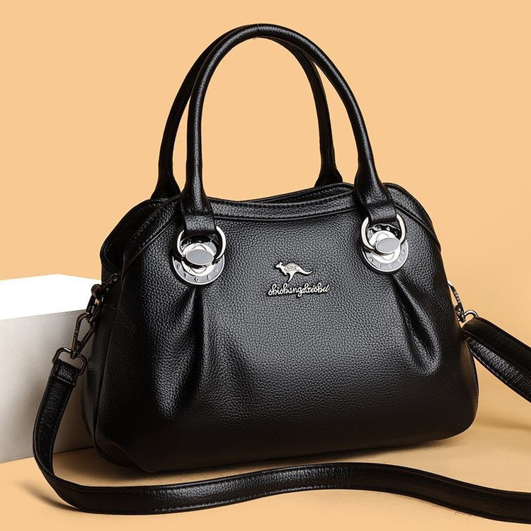 European and American Retro Fashion Women's Bag Color Collision Design Metal Clasp Shoulder Crossbody Dual-Use Tote Bag