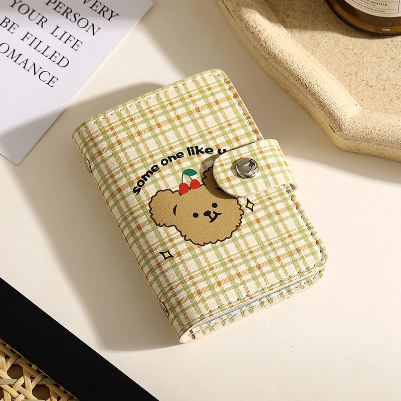 Cute Polka Dot Bear Cartoon Card Holder Female Personality Large Capacity Multiple Card Slots Ultra-Thin Compact Anti-Magnetic Card Clip Set