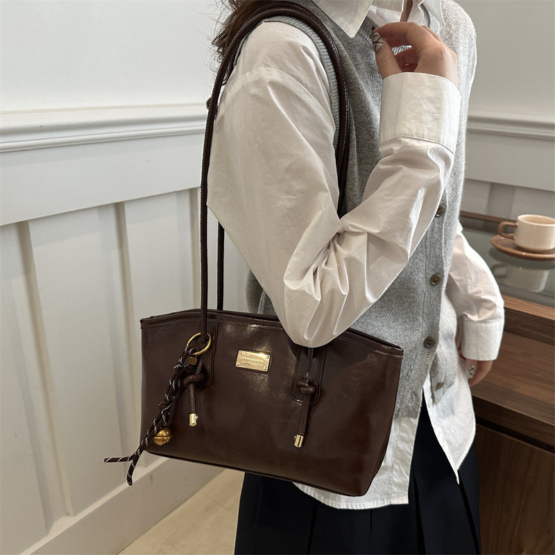 Fashion Simple Pu Commuter Tote Everyday Joker Large Capacity Shoulder Underarm Bag