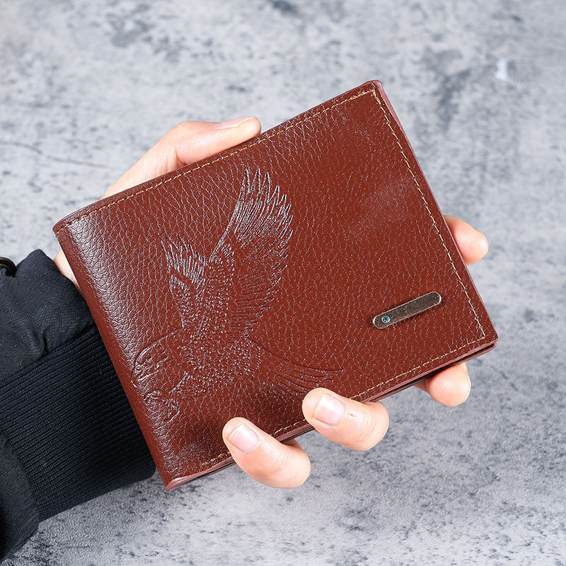 Short Men's Wallet Thin Good-looking Eagle Pattern Student Youth Soft Leather Coin Purse