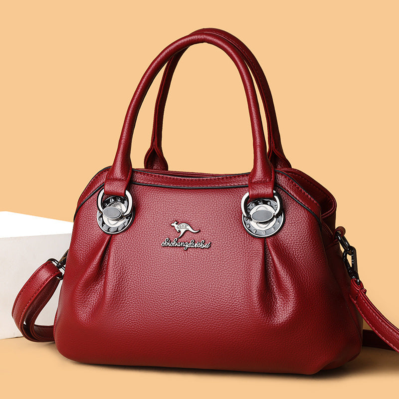 European and American Retro Fashion Women's Bag Color Collision Design Metal Clasp Shoulder Crossbody Dual-Use Tote Bag