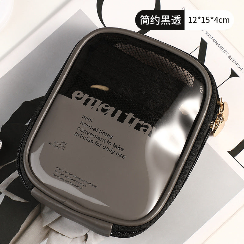 Compact Portable Makeup Pouch for Travel and Daily Touch-ups with Clear Window and Organized Storage