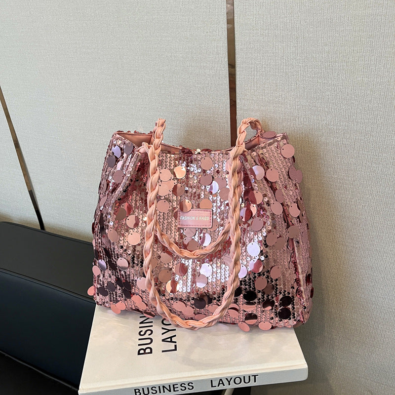 Underarm Bag Women's Korean-Style Large Sequins Western Style All-Matching Shoulder Crossbody Tote Bag