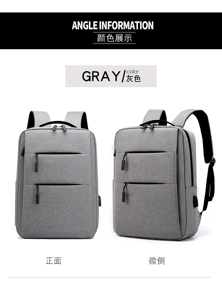New Simple Business Commute Neutral Solid Color Nylon Sewing Line Universal Backpack for Men and Women