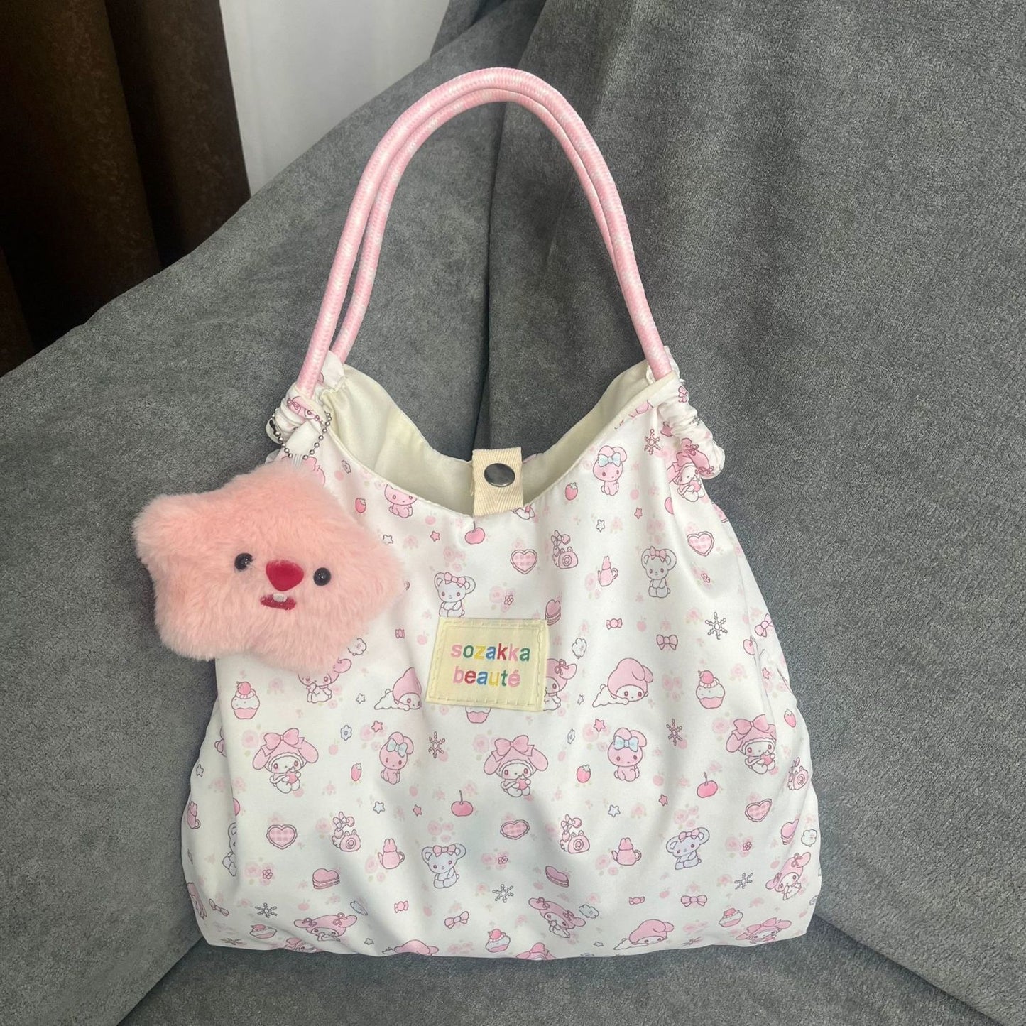 Cute Melody Tote Bag for Female Students Large Capacity Shoulder Bag Essential for Daily Class Commuting