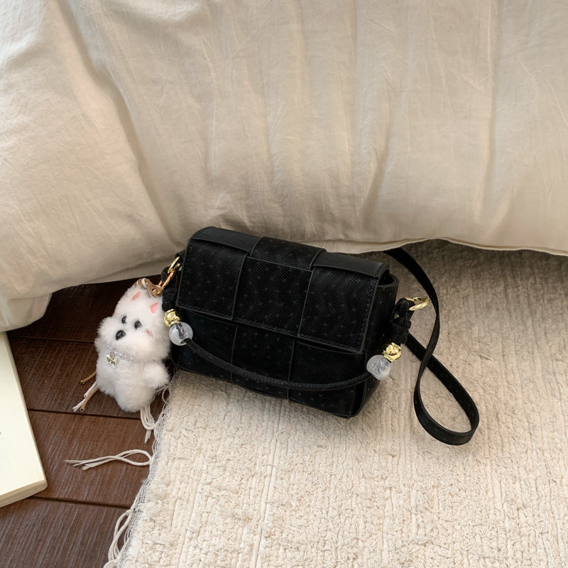 Korean Style Knitted Messenger Bag New Small Square Bag Cute Pendant Everyday Joker Fashion Handbag