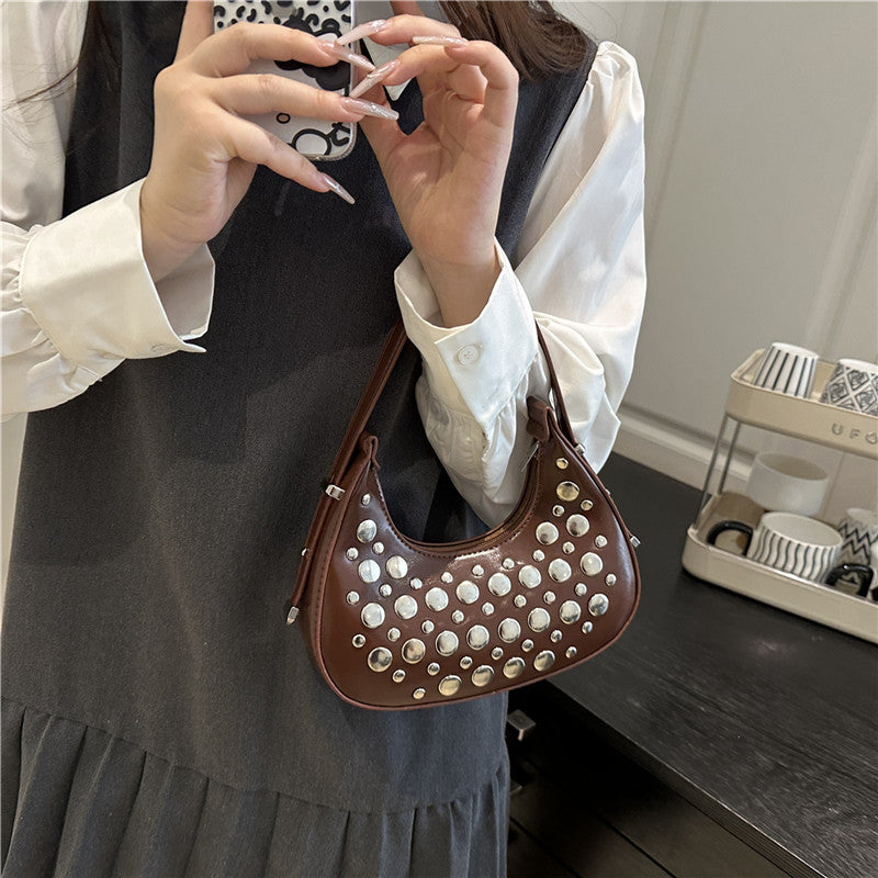 This Year's Popular Bag Summer New Korean Style Fashion Rivet Personality Shoulder Bag Ladies Crossbody Dumpling Bag