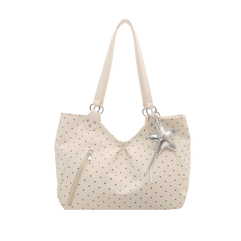 New Polka Dot Tote Women's Korean-Style Shoulder Bag Large Capacity Commuter Underarm Bag Fashionable All-Match Handbag