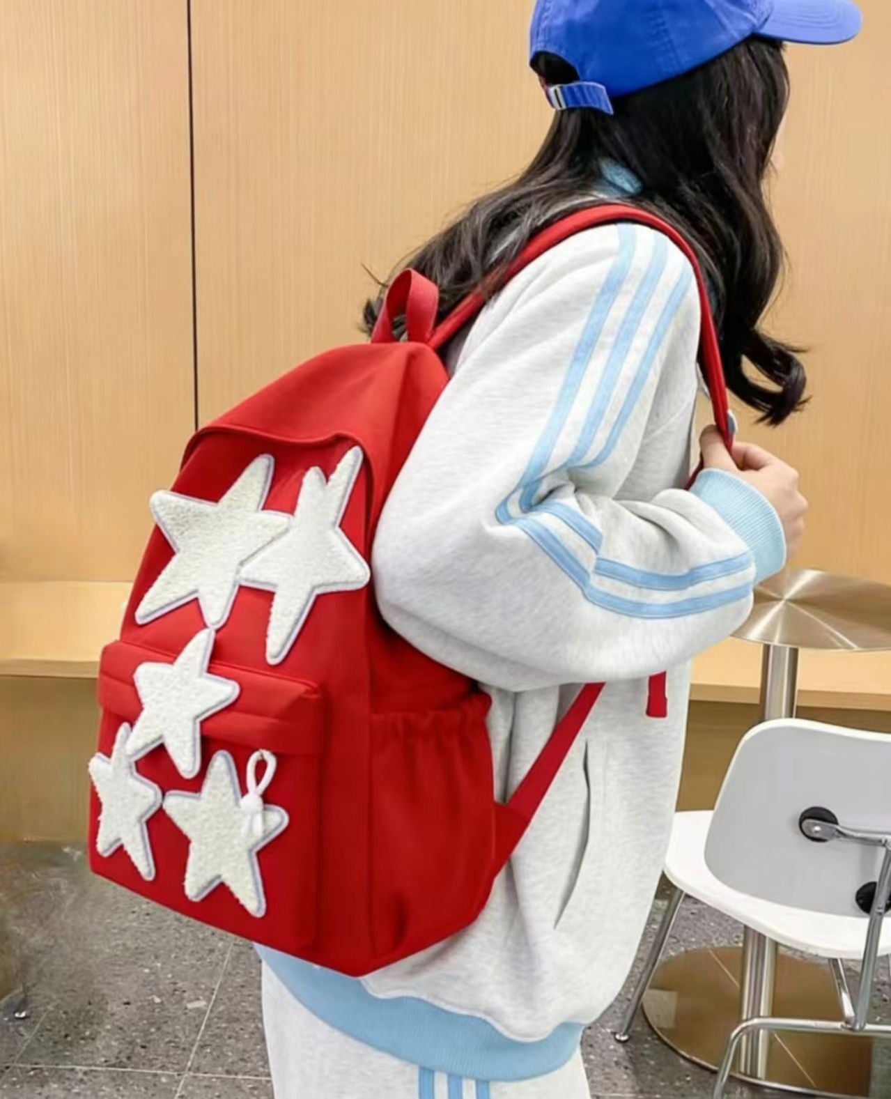 2026 New Ins Style Star Backpack for Students, Lightweight Large Capacity Casual Travel Dual Shoulder Bag with Expandable Design