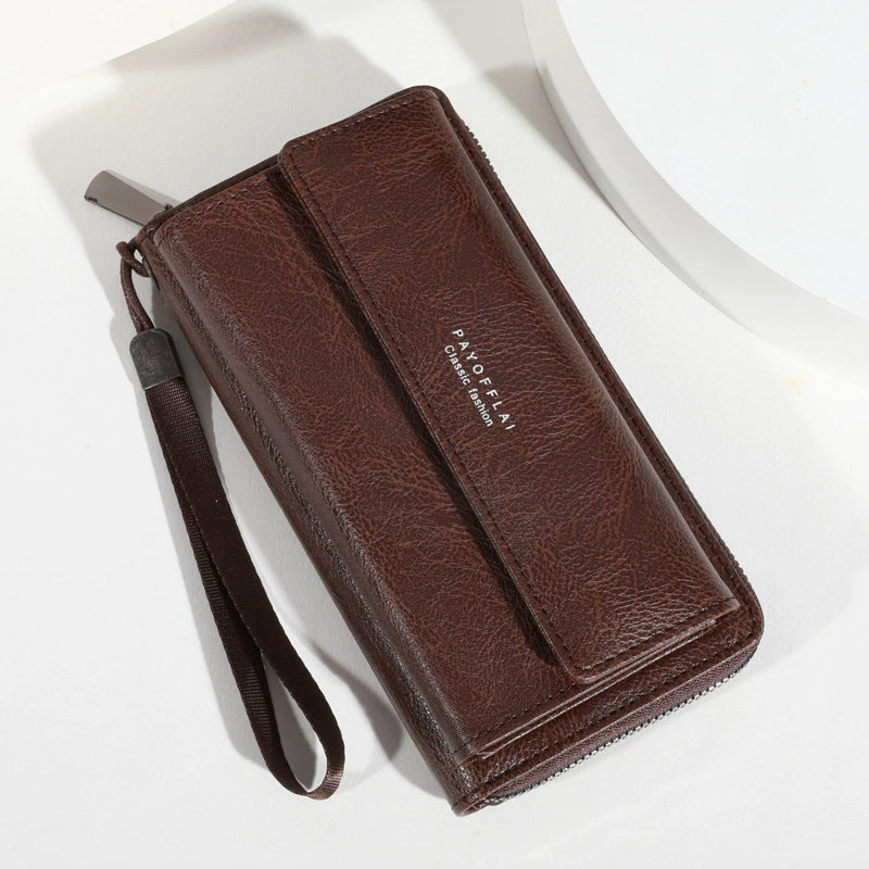 2025 New Men's Long Wallet with Multiple Card Slots, Large Capacity Phone Case, Casual Zipper Clutch for Daily Use