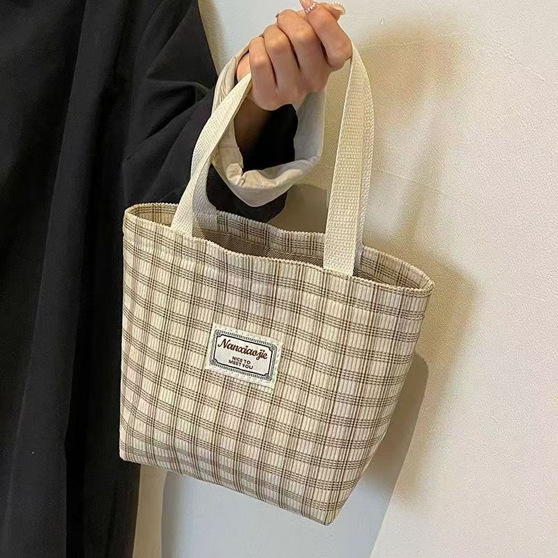 Korean Style Minimalist Canvas Tote Bag with Zipper Closure, Large Capacity Everyday Shoulder Bag for Women