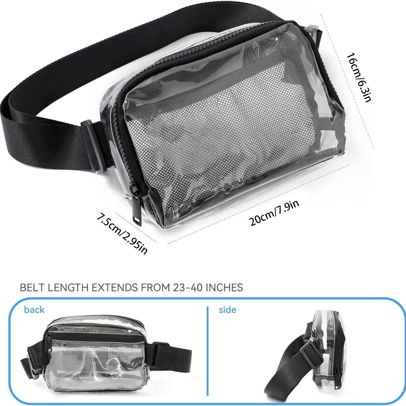 Transparent Waterproof Waist Bag with Adjustable Strap for Outdoor Sports and Travel