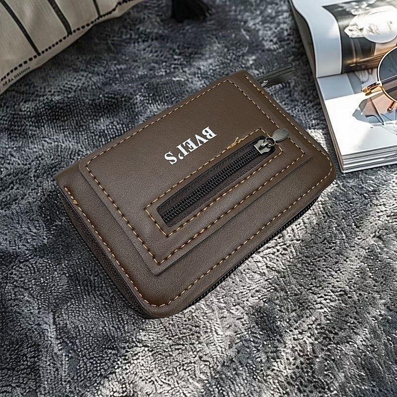 Stylish PU Card Wallet with Zipper Compartment, Multi-Card Slots, Anti-Theft & Scratch-Resistant Design for Daily Use
