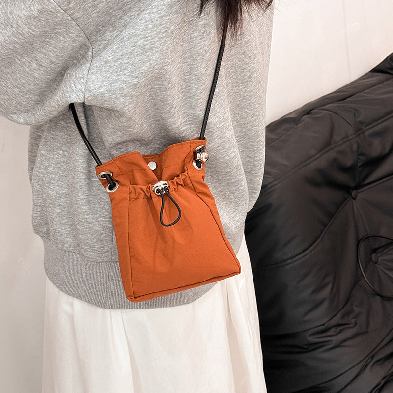 Casual Nylon Crossbody Phone Bag with Drawstring Closure, Lightweight and Stylish for Everyday Use