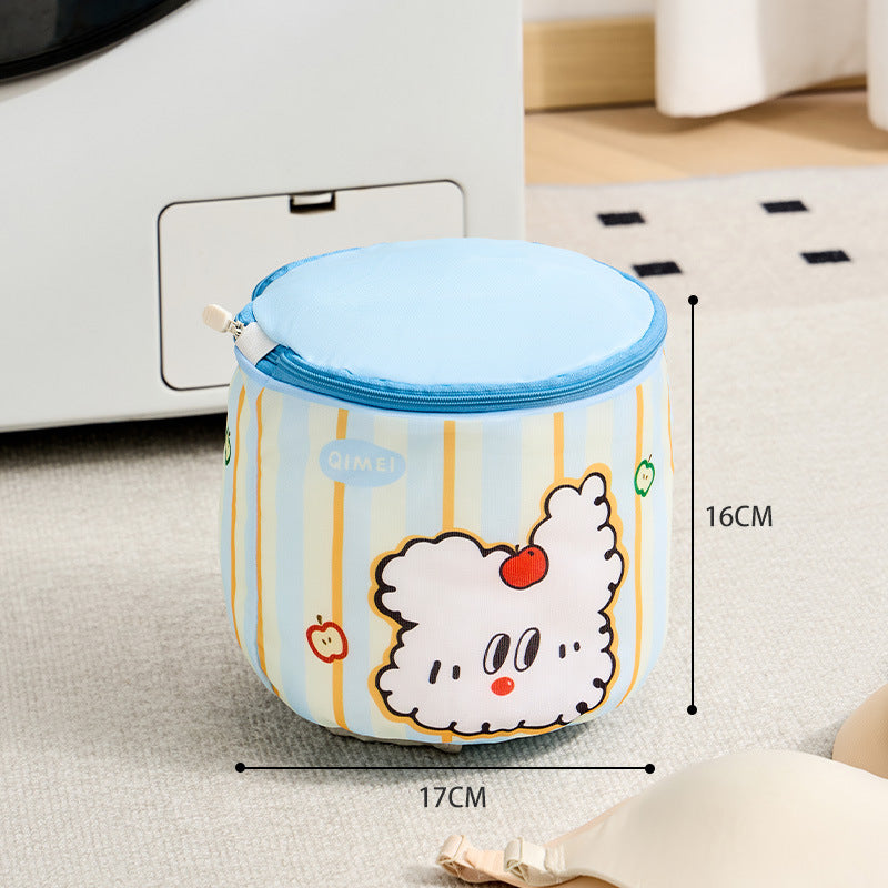 Cute Cartoon Laundry Bag with Zipper for Delicate Clothes Protection and Sorting