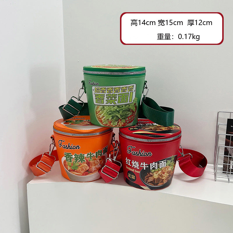 Fashion Braised Beef Noodle Women's Bag New Korean Style Personalized All-Match Instant Noodles Container Shoulder Bag