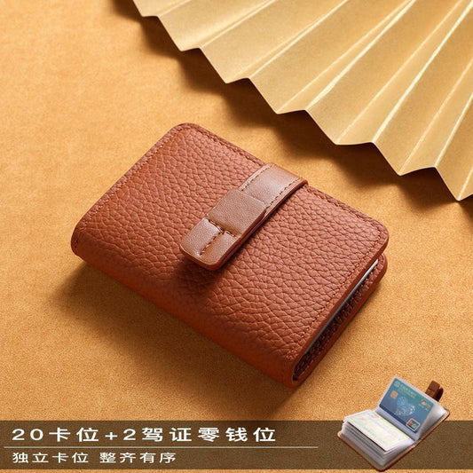 Leather Certificate Card Holder Women's Small New Driving License Card Bag Two-in-One Large Capacity Multiple Card Slots