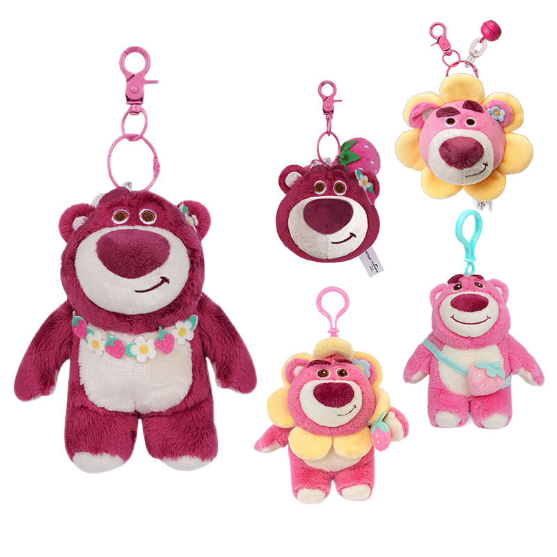 Girls Crossbody Bag Strawberry Bear Plush Head-Shaped Satchel Cute Animal Shape