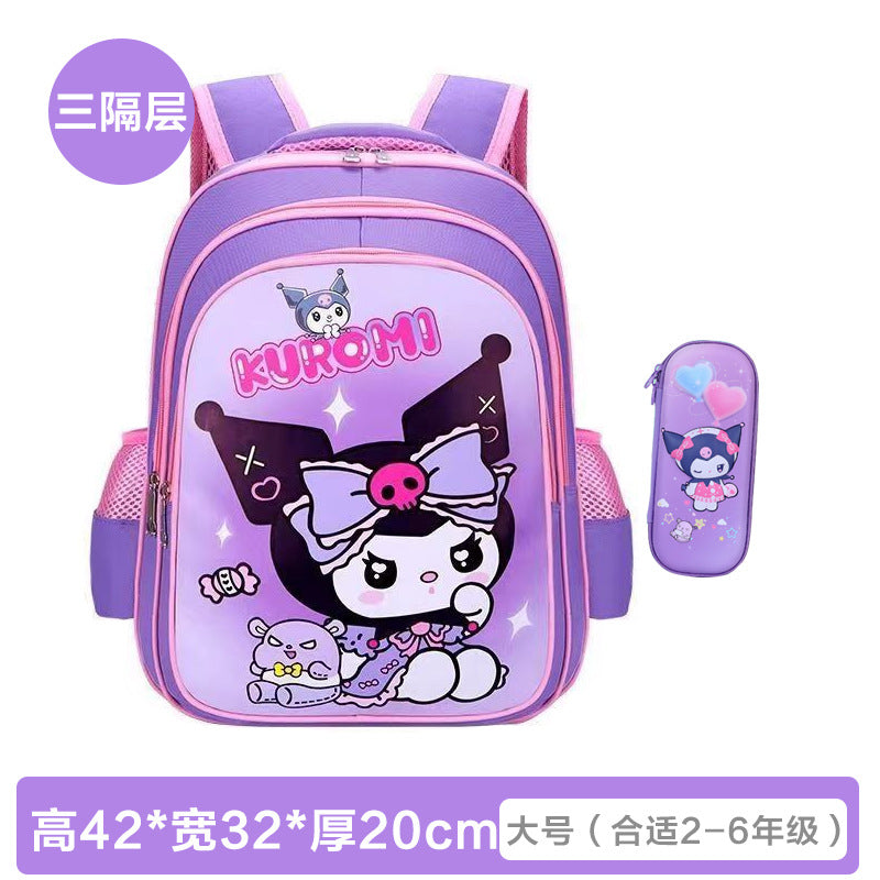 Cute Kuromi Backpack for Kids with Pencil Case - Lightweight, Breathable, and Waterproof School Bag for Preschool and Kindergarten