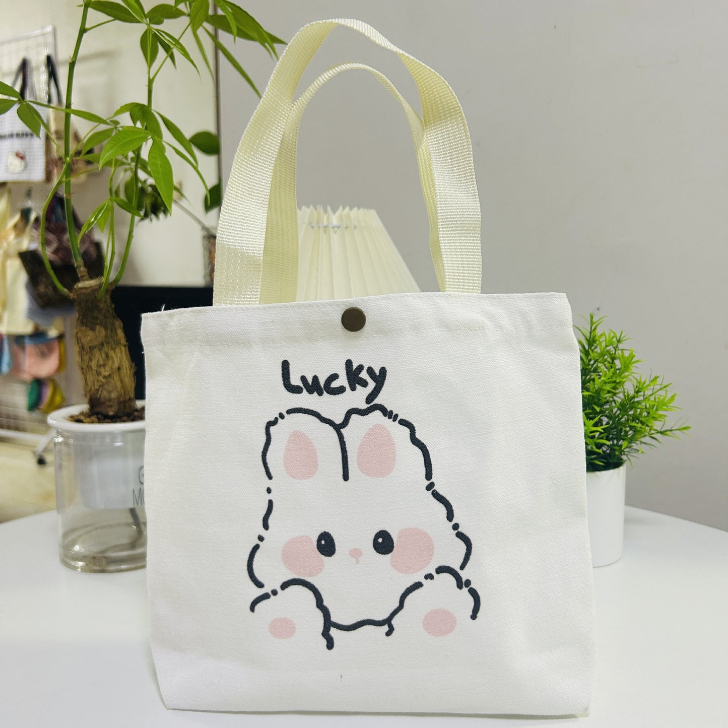 Striped Canvas Tote Bag with Custom Embroidery for Daily Use and Commuting