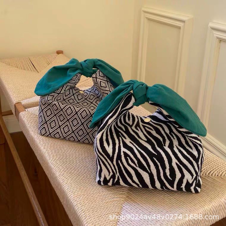 Japanese Style Lunch Bag Women's Work Hand Rabbit Ears Zebra Pattern Students Lunch Box Bags Fashion Lunch Box Bag