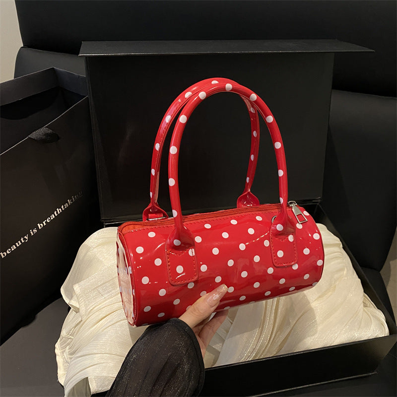 Polka Dot Bag Women's New French Retro Underarm Exquisite Portable round Bag