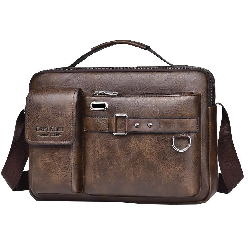 Men's Premium PU Crossbody Bag with Multiple Pockets for Business and Commuting