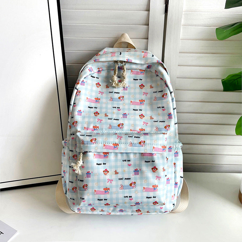 Women's Schoolbag Cute Cat Print Backpack Fashion Campus Backpack Multi-Pocket Design Waterproof and Hard-Wearing