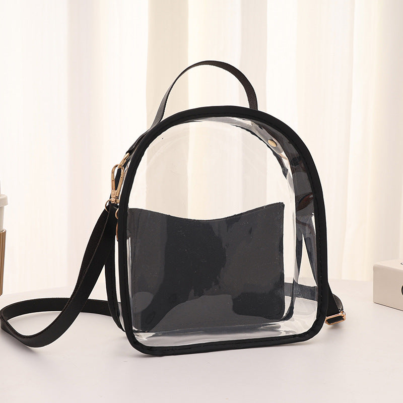 Transparent Jelly Backpack 2025 Summer Fashion PVC Crossbody Bag with Zipper Closure and Inner Pockets for Daily Use
