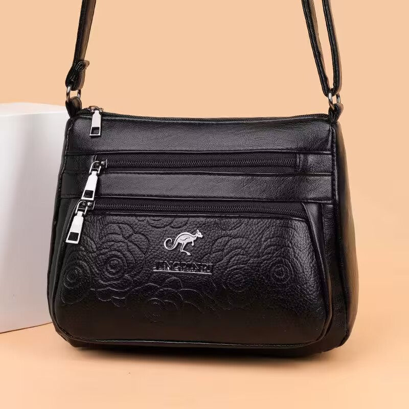 Stylish PU Crossbody Bag with Kangaroo Logo, Casual Everyday Shoulder Bag for Men and Women