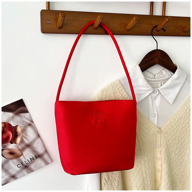 Handbag Women's Retro Simple Bucket Bag Casual Summer New Trendy One-Shoulder Bag