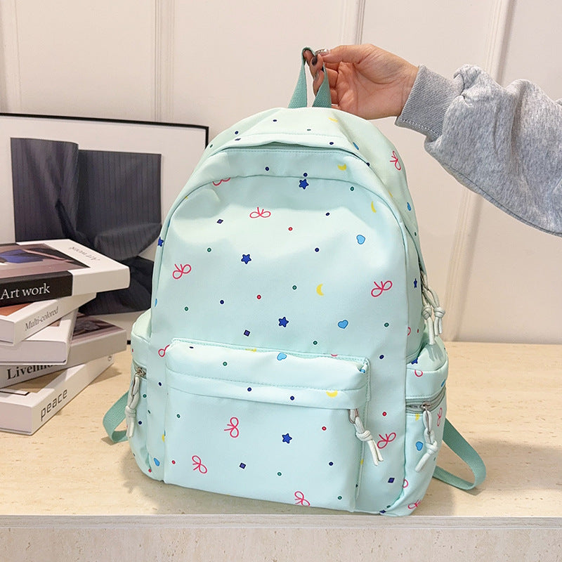 Cute Japanese Style Backpack for Students with Bow Pattern, Large Capacity and Breathable Design