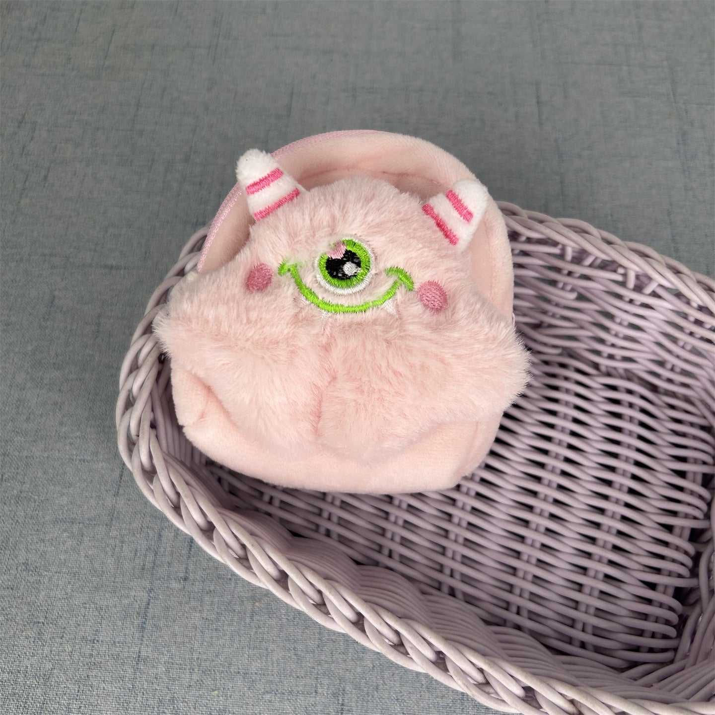 Women's Wallet Super Cute Plush Single-Eye Monster Coin Purse, Embroidered Expression Cute, Can Be Used as Ornaments for Daily Matching