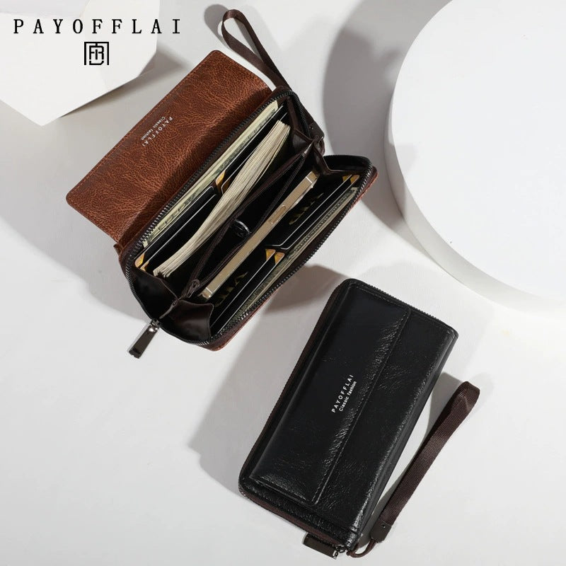 2025 New Men's Long Wallet with Multiple Card Slots, Large Capacity Phone Case, Casual Zipper Clutch for Daily Use