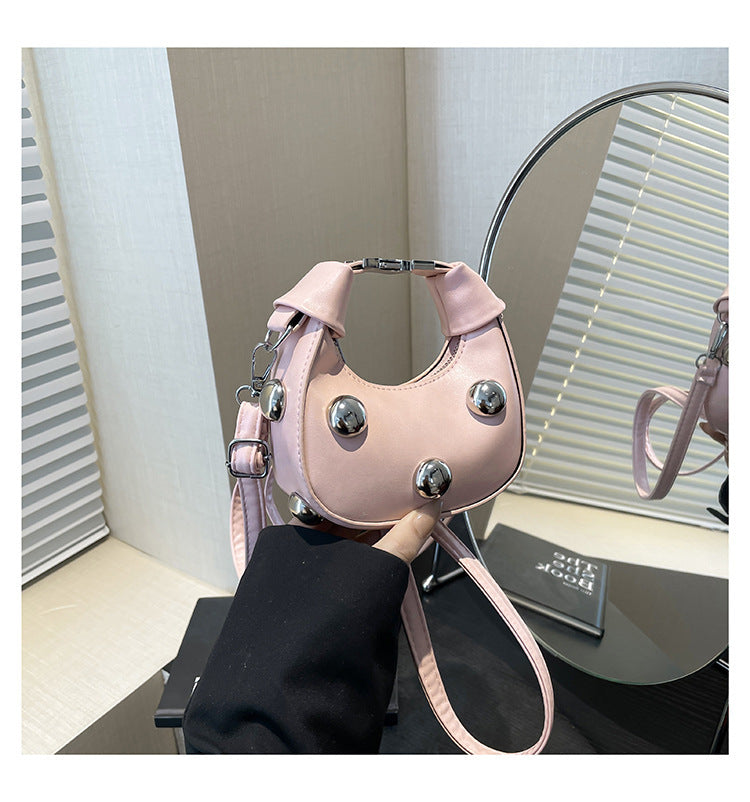 Simple Western Style Casual Cool Hot Girl Style Rivet New Trend Crossbody Portable Dumpling Small Square Women's Bag