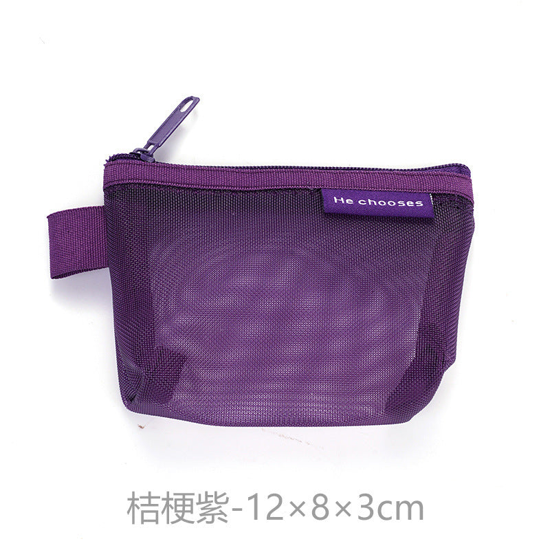Transparent Mesh Storage Pouches for Cosmetics, Keys, Cards, and Travel Essentials - Modern Minimalist Design