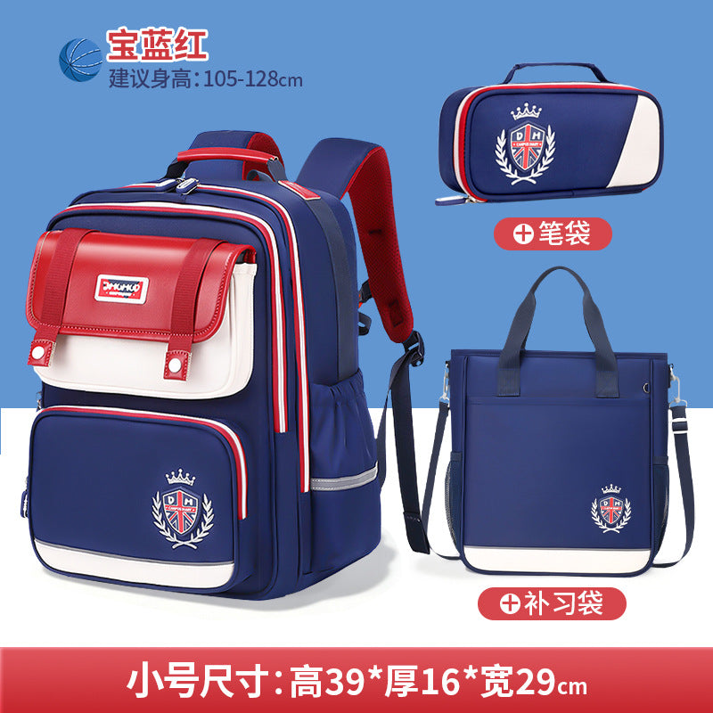 2026 New Kids Backpack for Grades 1-6, Lightweight & Ergonomic Design with Large Capacity, Breathable and Waterproof Oxford Fabric, British Style School Bag with Pencil Case and Study Bag Set