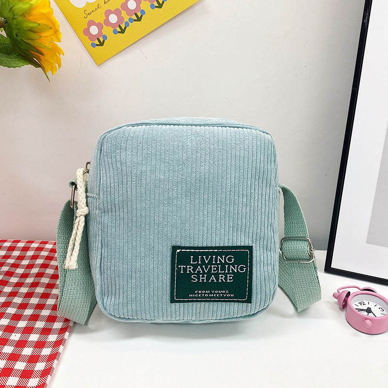 2026 New Korean Style Corduroy Mini Square Shoulder Bag with Braided Tassel and Zipper Closure for Daily Fashion
